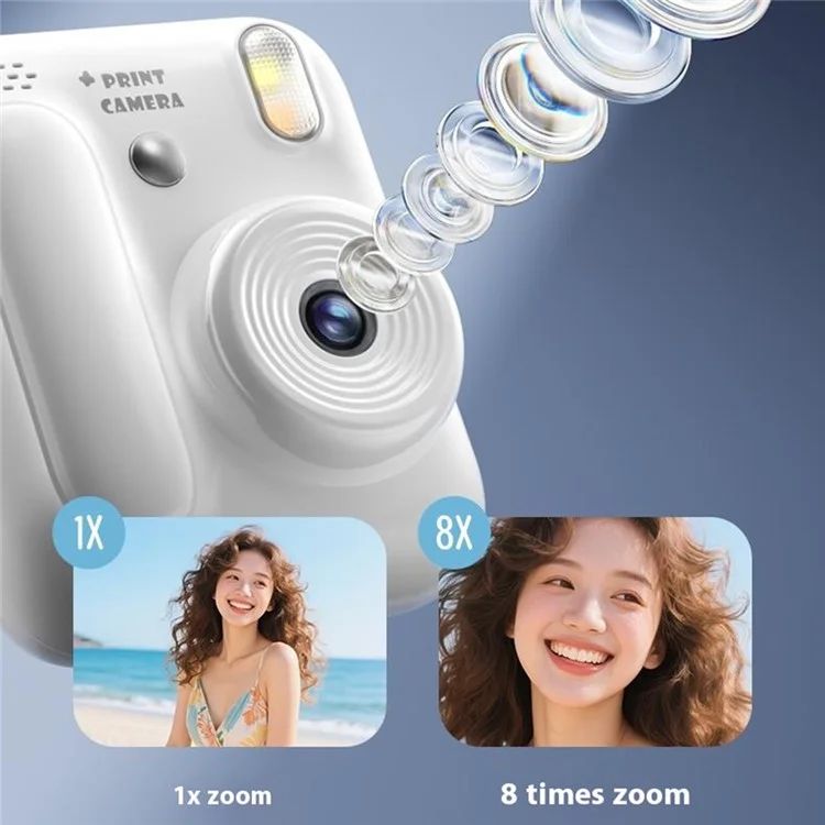 Z700 2.4 Inch IPS Screen Instant Print Camera for Kids HD Photo Video Recorder Support Single Color Print - White