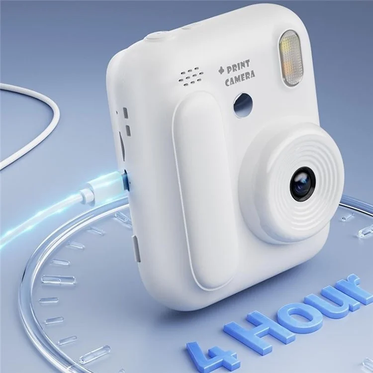 Z700 2.4 Inch IPS Screen Instant Print Camera for Kids Support Single Color Print, with 32G Memory Card and Card Reader - White