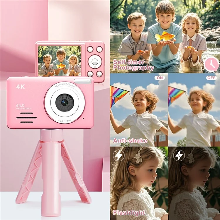 S7 4K Digital Camera 18x Zoom 64MP CMOS Sensor 2.88 Inch HD Screen Travel Selfie Camera - White