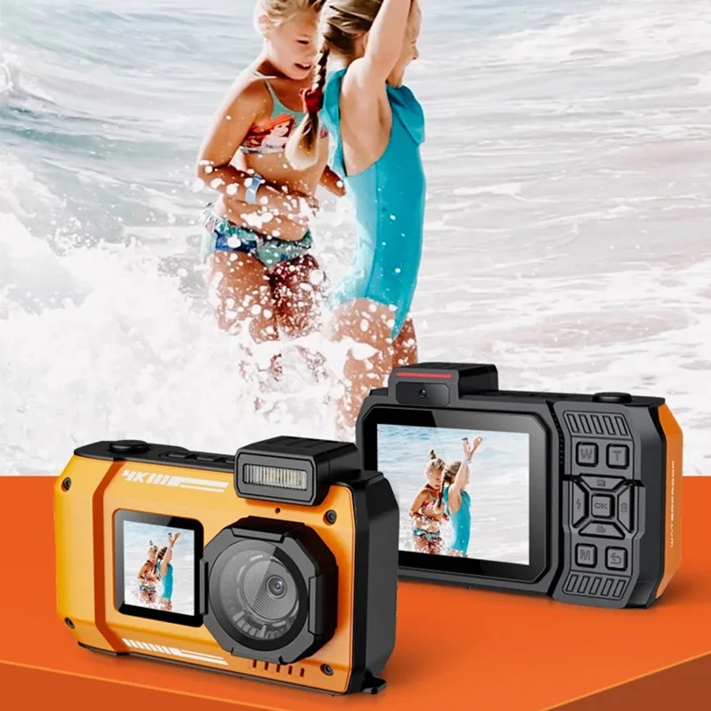 D50 Fotocamera d'Azione Impermeabile Portatile per Sport Outdoor con Doppio Schermo e Scheda TF da 32G - Nero
