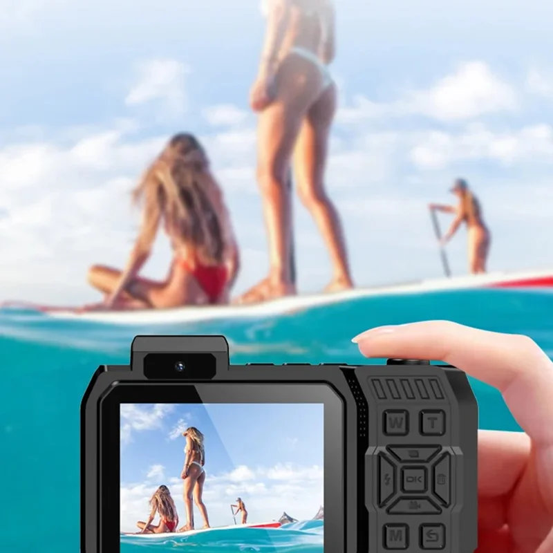 D50 Fotocamera d'Azione Impermeabile Portatile per Sport Outdoor con Doppio Schermo e Scheda TF da 32G - Nero