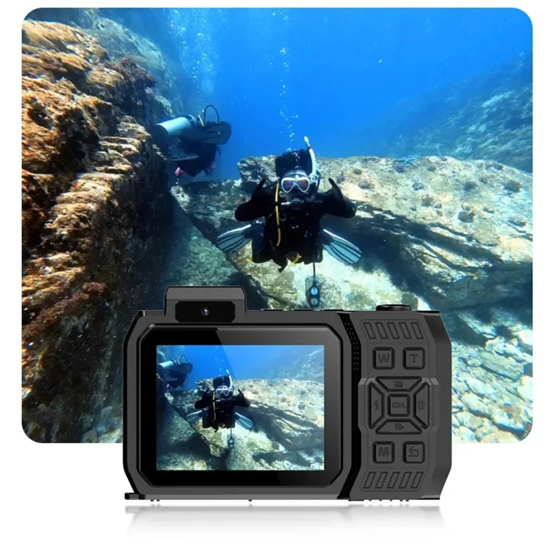 D50 Fotocamera d'Azione Impermeabile Portatile per Sport Outdoor con Doppio Schermo e Scheda TF da 32G - Nero