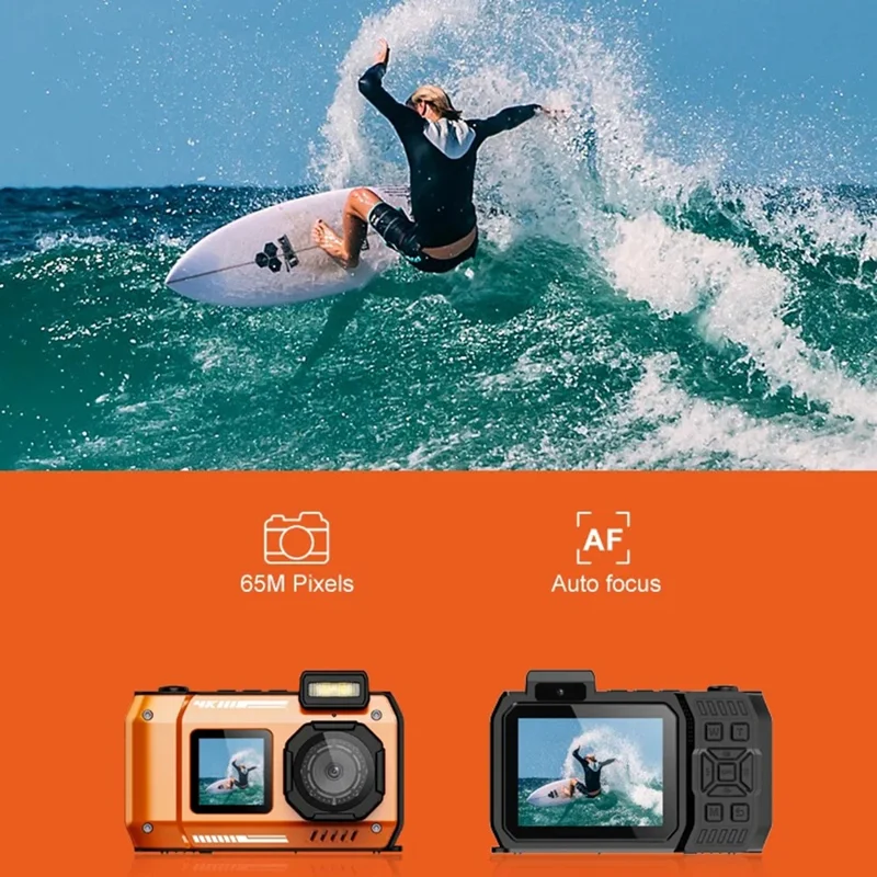 D50 Fotocamera d'Azione Impermeabile Portatile per Sport Outdoor con Doppio Schermo e Scheda TF da 32G - Nero