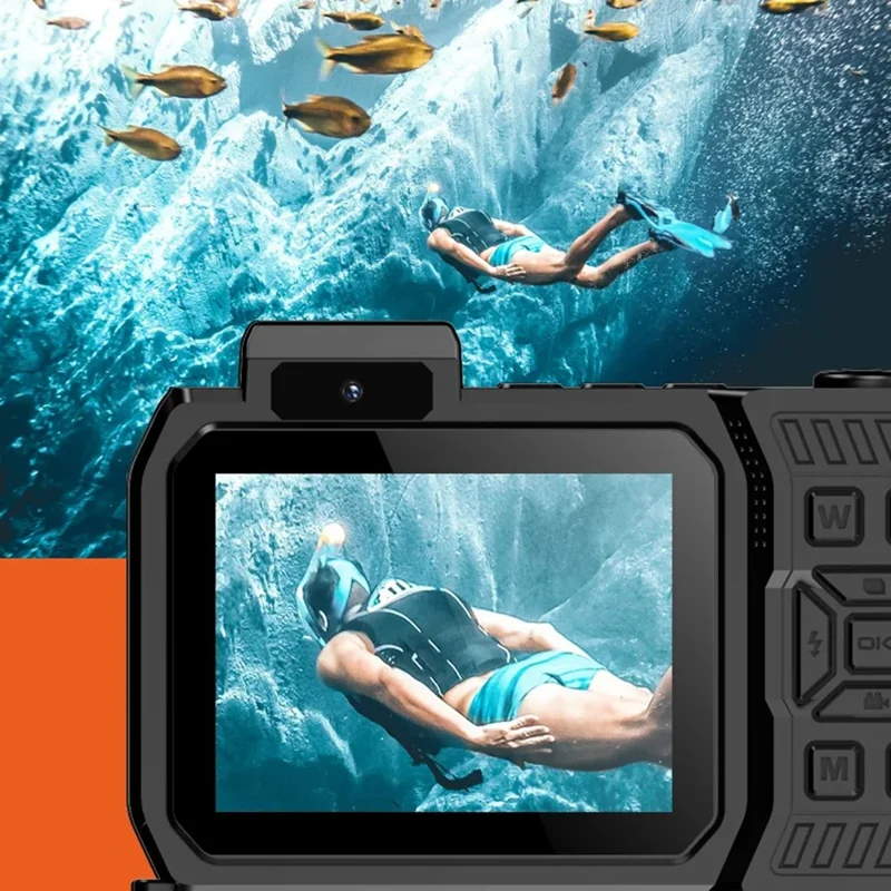 D50 Fotocamera d'Azione Impermeabile Portatile per Sport Outdoor con Doppio Schermo e Scheda TF da 32G - Nero