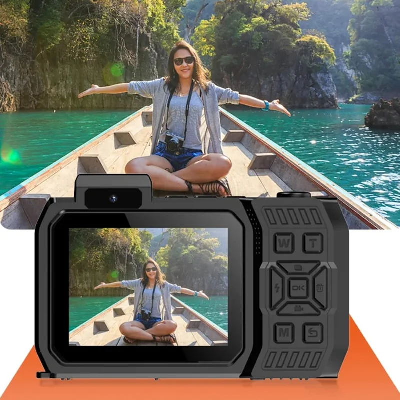 D50 Fotocamera d'Azione Impermeabile Portatile per Sport Outdoor con Doppio Schermo e Scheda TF da 32G - Nero