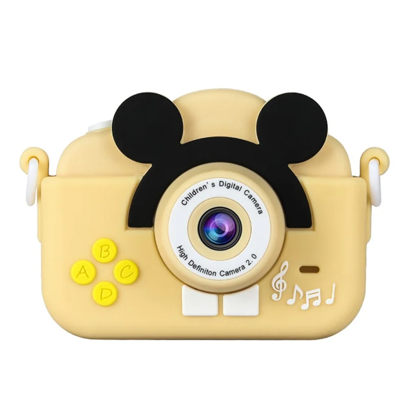 A5 2.0-inch IPS Screen Mouse Shape Kids Camera Cute Cartoon Digital HD Dual Lens Camera - Yellow