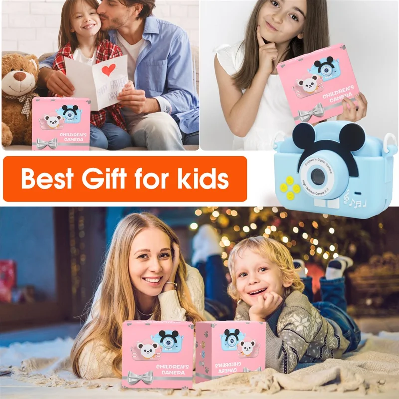 A5 2.0-inch IPS Screen Mouse Shape Kids Camera Cute Cartoon Digital HD Dual Lens Camera - Yellow