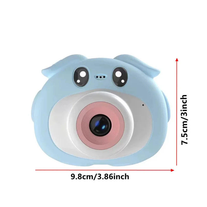 K69 Fotocamera Digitale per Bambini con Design di Animali Cartoon, Schermo HD da 2,0 Pollici, Doppia Lente Registrazione Video con Scheda di Memoria da 32GB + Lettore di Schede - Blu