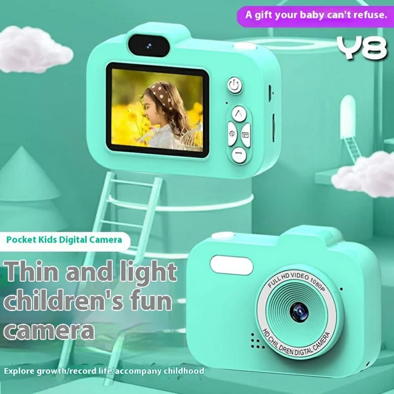 Y8 2.0 Inch Screen Kids Digital Camera Auto Focus Single Lens HD Video Recorder for Children - Blue
