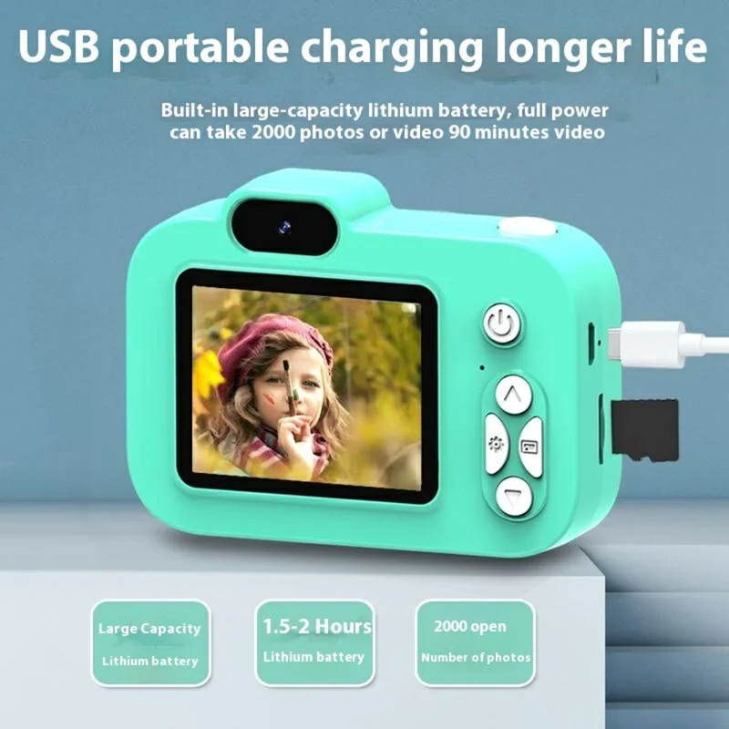 Y8 2.0 Inch Screen Kids Digital Camera Auto Focus Single Lens HD Video Recorder for Children - Blue