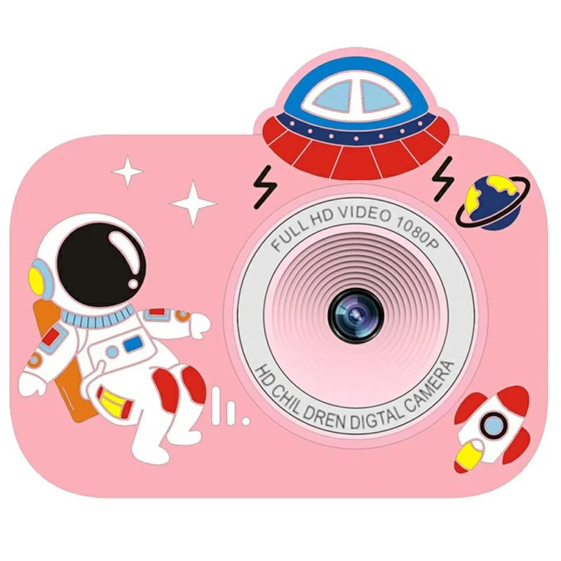 Y8S Cute Cartoon Design Kids Digital Camera HD Dual Lens Video Recorder for Children (No Memory Card) - Astronaut Pink