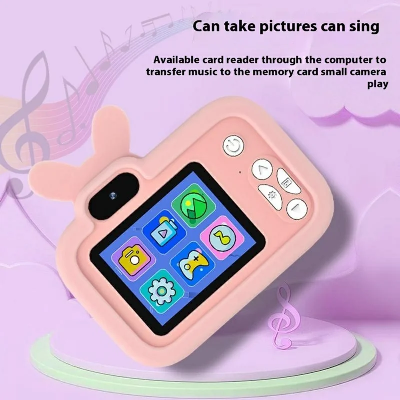 Y8S Cute Cartoon Design Kids Digital Camera HD Dual Lens Video Recorder for Children (No Memory Card) - Astronaut Pink
