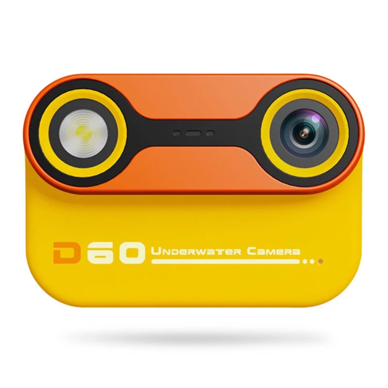 D60 3m Underwater 2.4 Inch IPS Screen Dual Lens Kids Camera with 32GB Memory Card (No Tripod) - Yellow