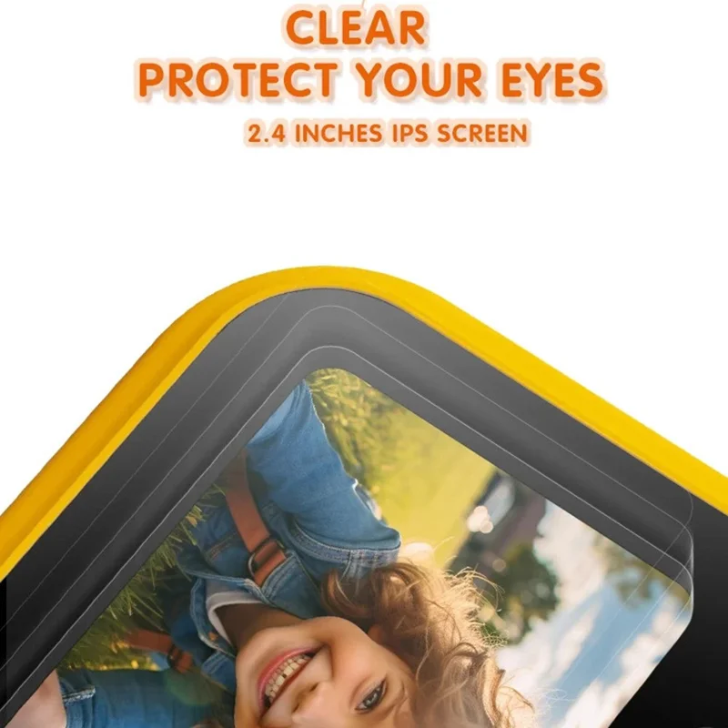 D60 3m Underwater 2.4 Inch IPS Screen Dual Lens Kids Camera with 32GB Memory Card (No Tripod) - Yellow