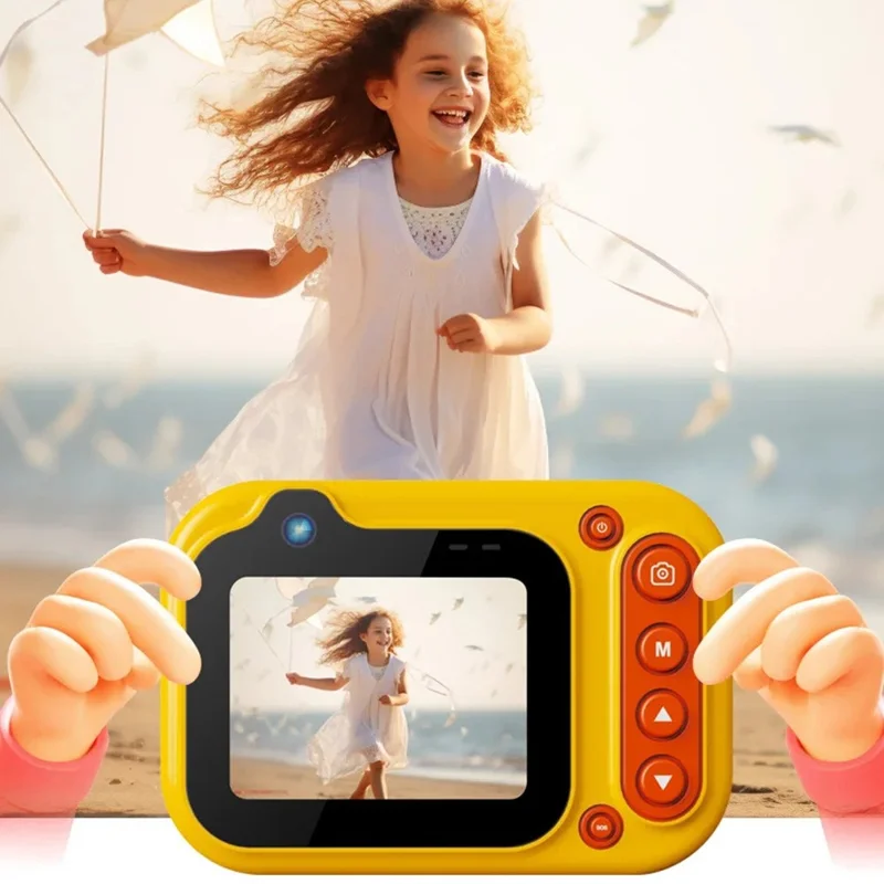 D60 3m Underwater 2.4 Inch IPS Screen Dual Lens Kids Camera with 32GB Memory Card (No Tripod) - Yellow