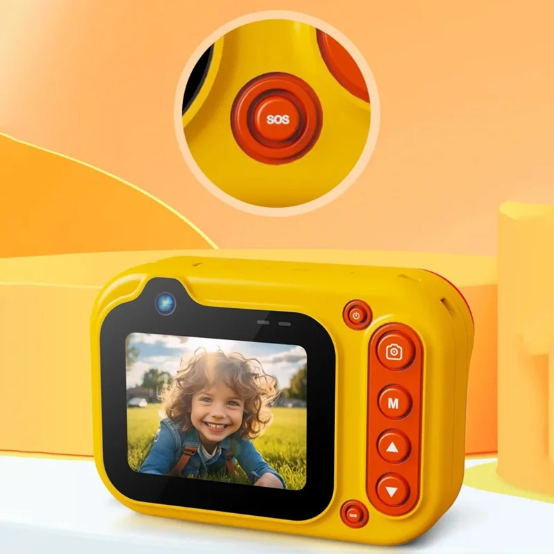 D60 3m Underwater 2.4 Inch IPS Screen Dual Lens Kids Camera with 32GB Memory Card (No Tripod) - Yellow
