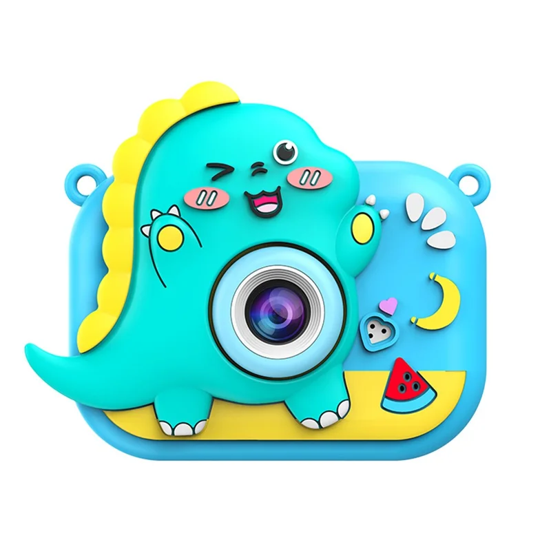 Y6 Cartoon Design Dual Lens 2.0 Inch IPS Screen Kids Camera with Handheld Tripod, with 32GB Card + Card Reader - Blue