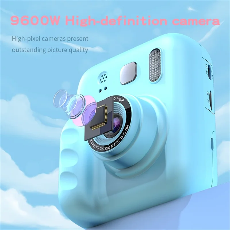 Y300H Câmera Digital Instantânea de 2,0 Polegadas com Tela IPS, Gravador de Vídeo HD para Crianças, com Cartão de 32GB + Leitor de Cartão - Azul