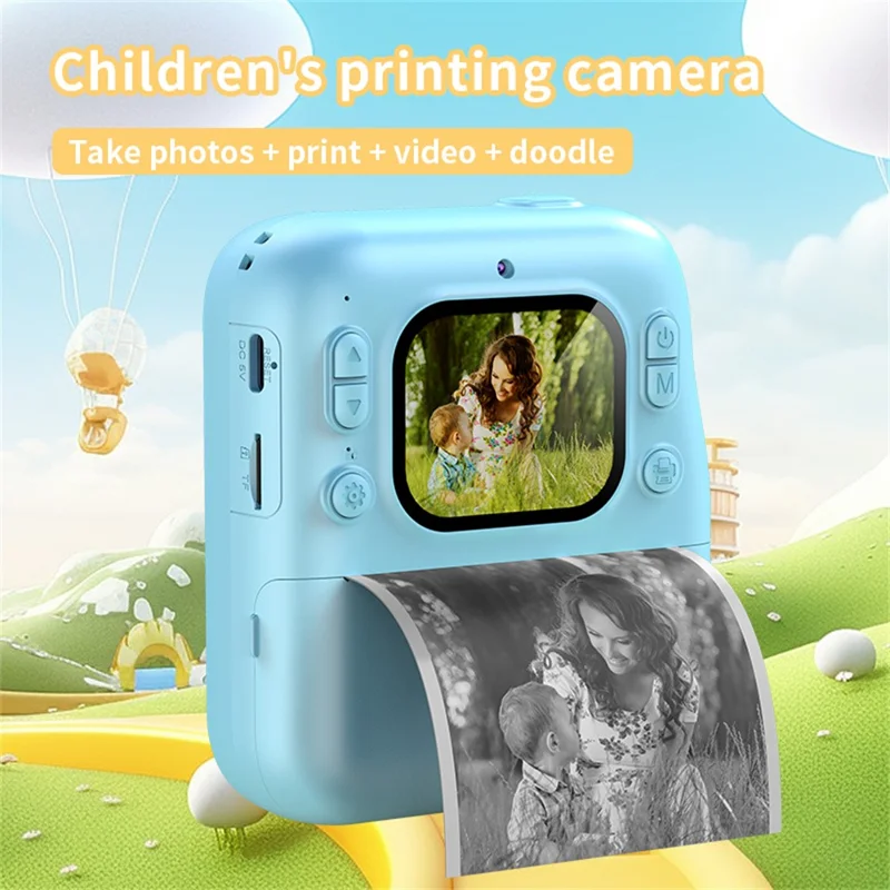 Y300H Câmera Digital Instantânea de 2,0 Polegadas com Tela IPS, Gravador de Vídeo HD para Crianças, com Cartão de 32GB + Leitor de Cartão - Azul