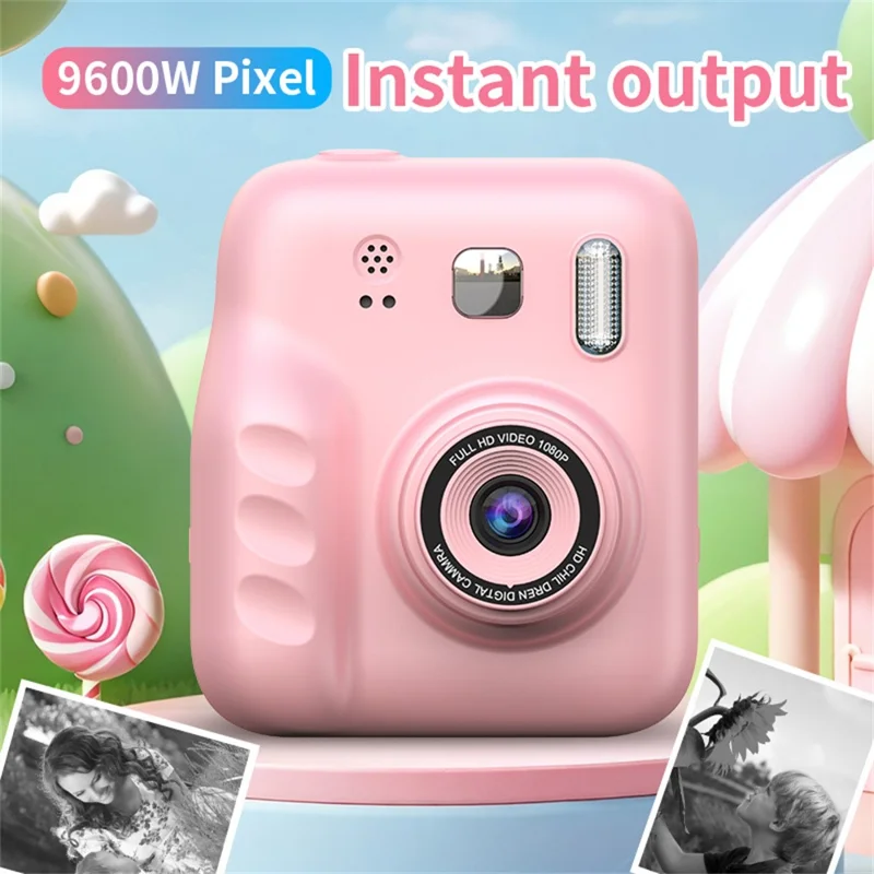 Y300H 2.0 Inch IPS Screen Instant Print Digital Camera HD Video Recorder for Children, with 32GB Card + Card Reader - Purple