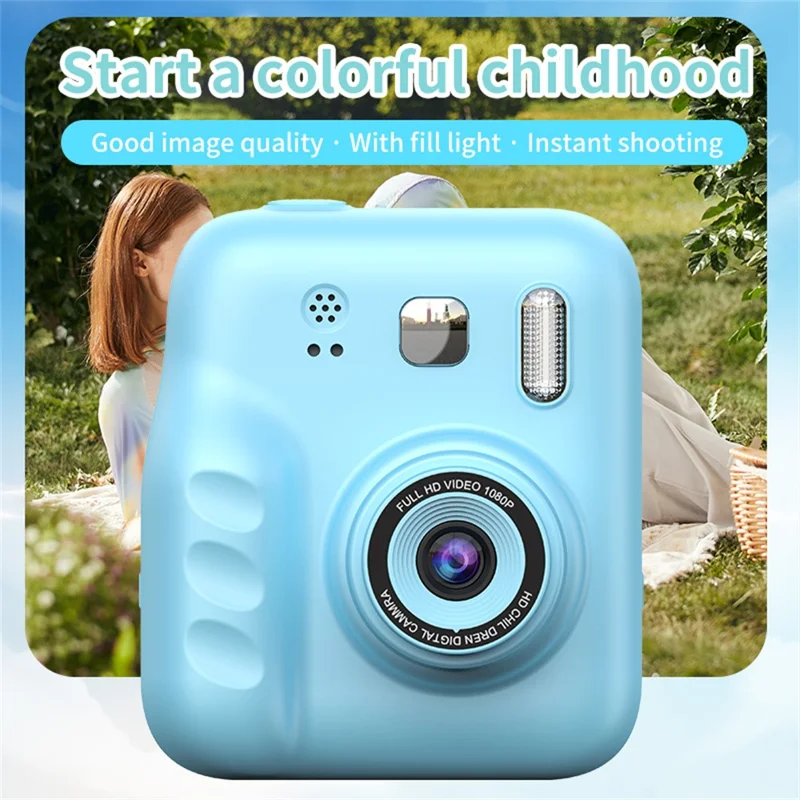 Y300H 2.0 Inch IPS Screen Instant Print Digital Camera HD Video Recorder for Children, with 32GB Card + Card Reader - Pink