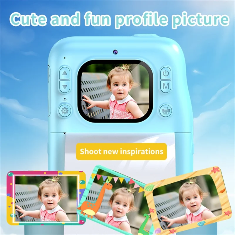 Y300H 2.0 Inch IPS Screen Instant Print Digital Camera HD Video Recorder for Children, with 32GB Card + Card Reader - Pink