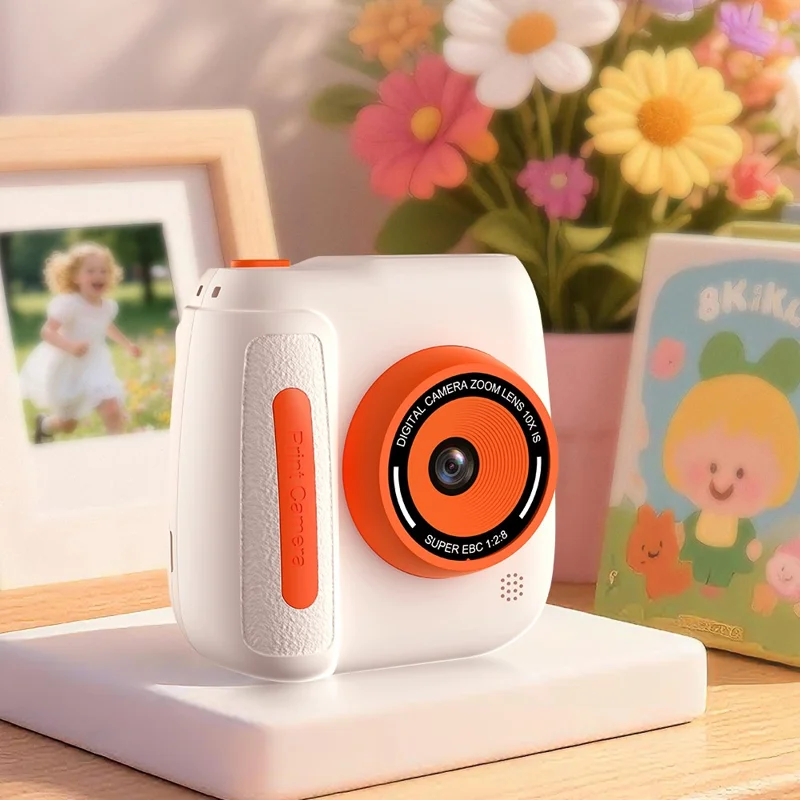 Câmera Digital Instantânea D102 com Tela IPS de 2,4 Polegadas para Crianças, Zoom 10X, Lente HD Dupla, Gravador de Vídeo - Rosa