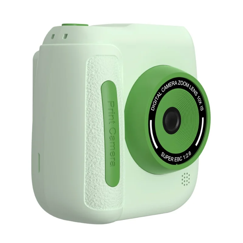 D102 2.4 Inch IPS Screen Instant Print Digital Camera for Kids 10X Zoom Dual HD Lens Video Recorder, with 32GB Card - Green