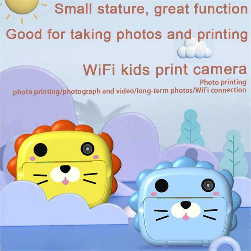 K05 Cute Cat Shape Dual Lens Camera 2.4 inch HD Screen Instant Print Kids Digital Camera - Blue