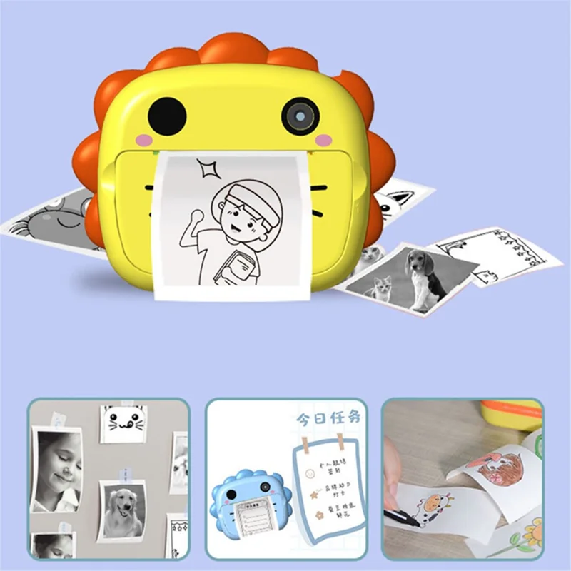 K05 Cute Cat Shape Dual Lens Camera 2.4 inch HD Screen Instant Print Kids Digital Camera - Blue