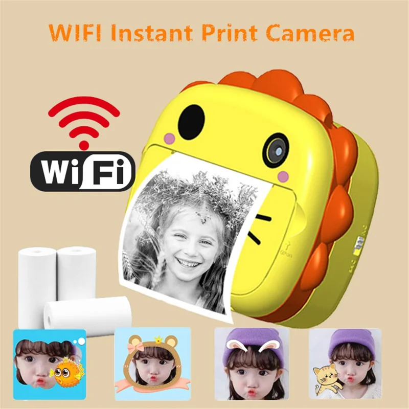 K05 Cute Cat Shape Dual Lens Camera 2.4 inch HD Screen Instant Print Kids Digital Camera - Blue