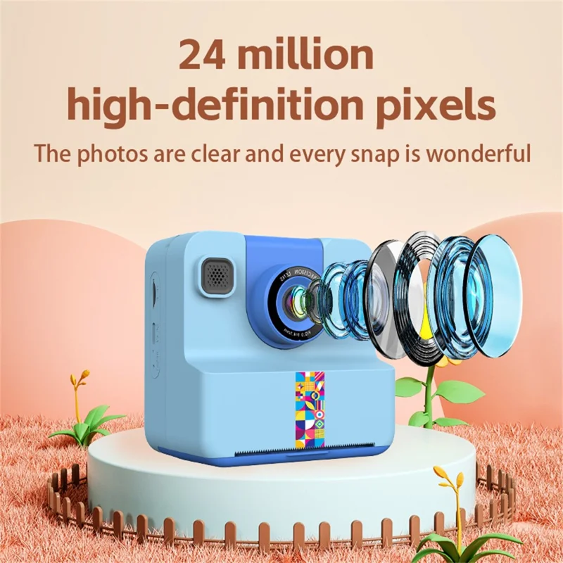 Câmera Instantânea A30 com Tela IPS de 2,4 Polegadas para Crianças, Lente Flip HD, Gravação de Vídeo e Jogos Integrados - Azul