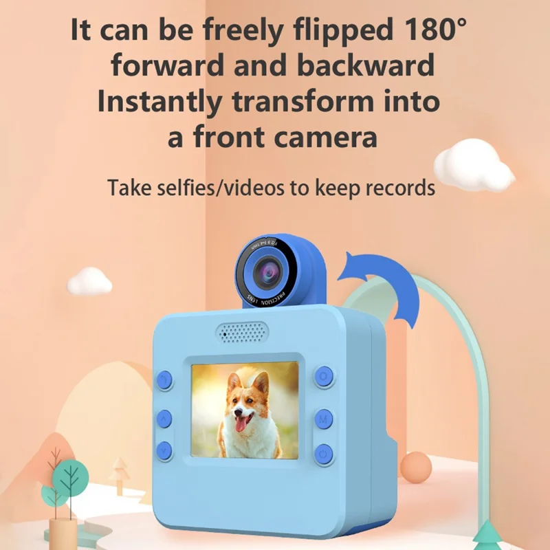 Câmera Instantânea A30 com Tela IPS de 2,4 Polegadas para Crianças, Lente Flip HD, Gravação de Vídeo e Jogos Integrados - Azul