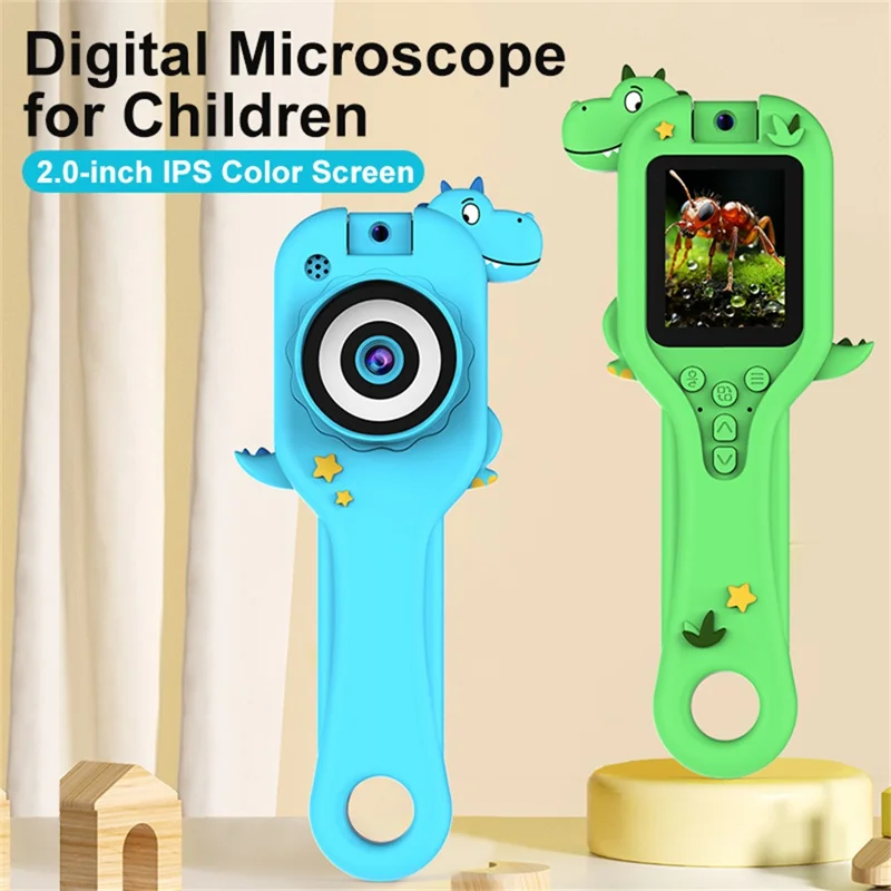 HY-F1 500X Magnification 2.0 Inch Screen Portable Handheld Microscope Camera for Kids Video Recorder, Style A - Pink Unicorn