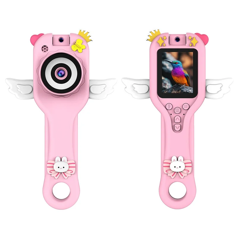 HY-F1 Cartoon Design 2.0 Inch Handheld Microscope Camera 500X Magnification Video Recorder for Kids, Style B - Pink Angel