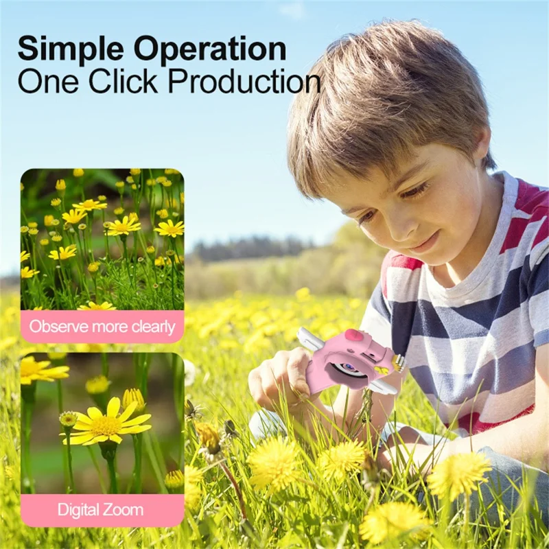 HY-F1 Cartoon Design 2.0 Inch Handheld Microscope Camera 500X Magnification Video Recorder for Kids, Style B - Pink Angel