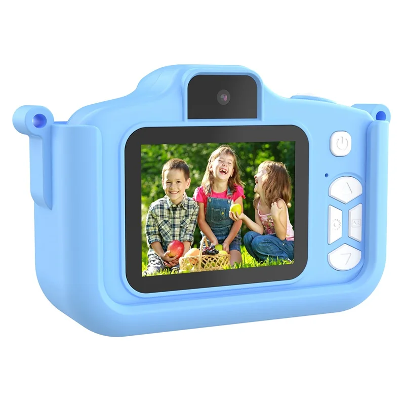 T6S Cartoon Rabbit Digital Camera for Kids 2.0 Inch IPS Screen HD Dual Lens Video Recorder, with 32GB Card + Card Reader - Blue