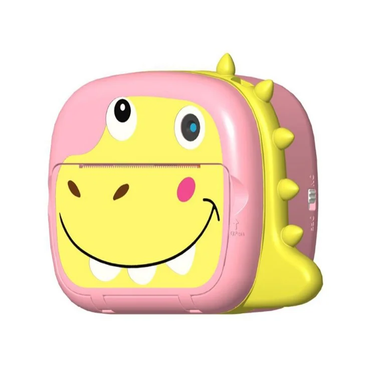 Câmera Digital de Impressão Instantânea para Crianças K07 Dinosaur Shape Front / Rear Dual - 2.4 Polegadas IPS Screen WiFi - Rosa