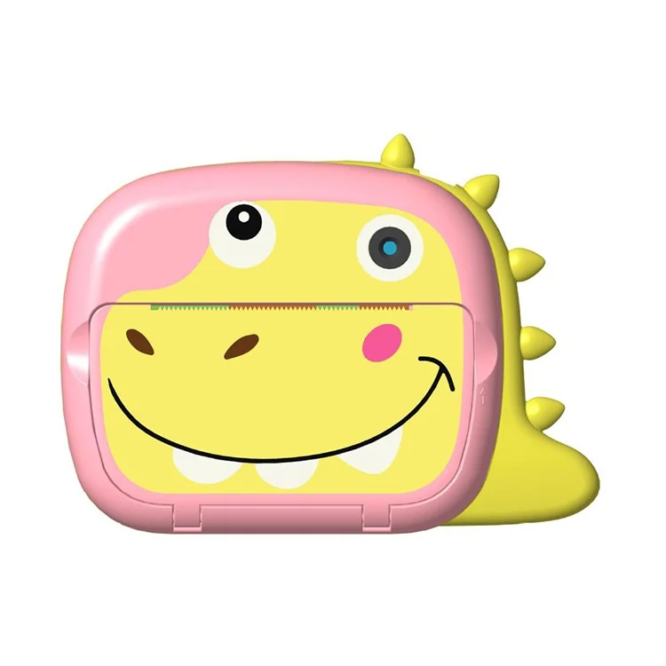 Câmera Digital de Impressão Instantânea para Crianças K07 Dinosaur Shape Front / Rear Dual - 2.4 Polegadas IPS Screen WiFi - Rosa