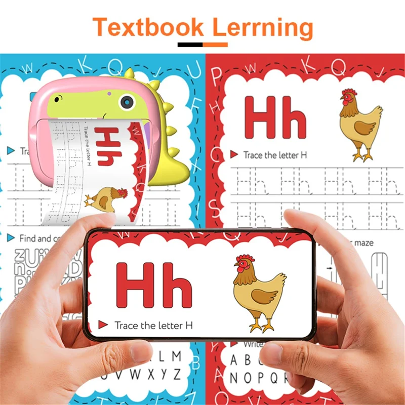 K07 Dinosaur Shape Front / Rear Dual Kids Camera 2.4 Inch IPS Screen WiFi Instant Print Digital Camera - Blue