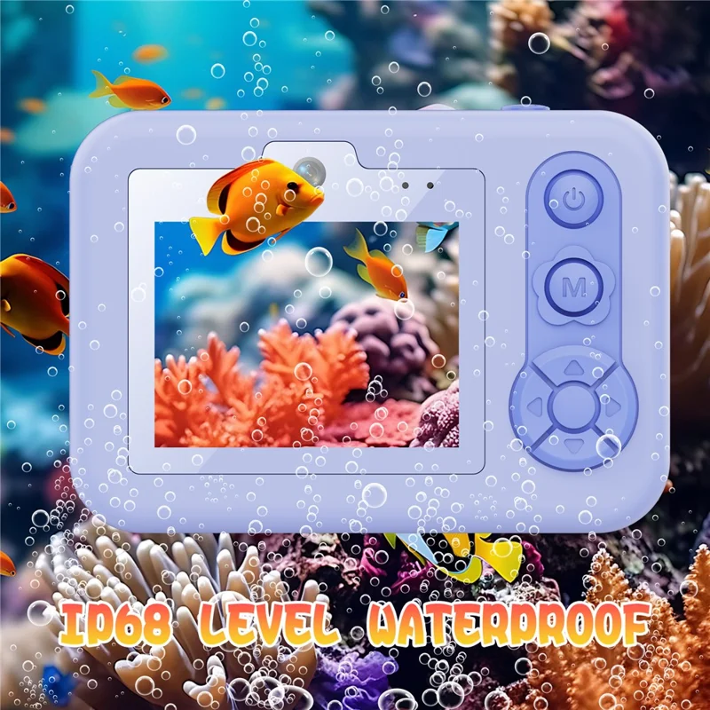 Dual Lens Digital Camera for Kids 2.4 Inch IPS Screen 48MP 8X Zoom Video Recorder with 32GB Card + Card Reader - Blue Star
