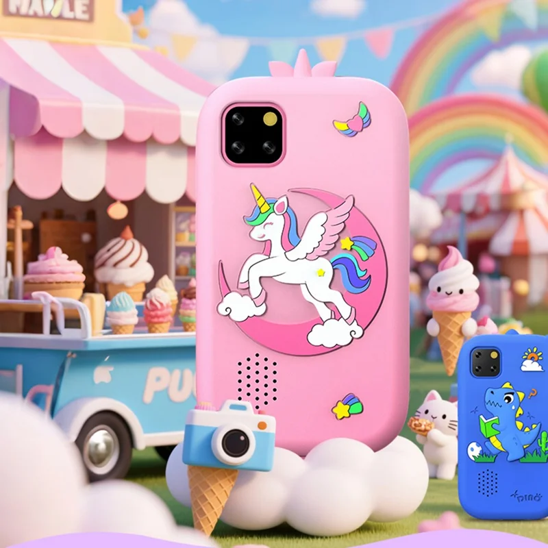 W5 Telefono Giocattolo Educativo per Bambini con Giochi di Apprendimento, Fotocamera e Registratore Video con Scheda di Memoria da 32GB - Viola