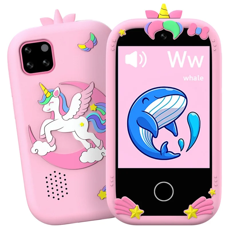 W5 barns lärande leksakstelefon Utbildningsspel Kamera Videorecorder med 32 GB minneskort - Rosa