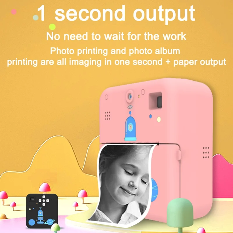 K12 Kids Digital Camera Thermal Printer Lightweight Portable Front / Rear HD Dual Lens Camera - Blue