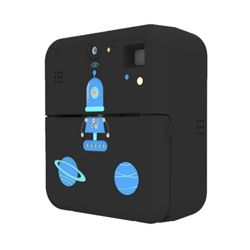 K12 Kids Digital Camera Thermal Printer Lightweight Portable Front / Rear HD Dual Lens Camera - Black