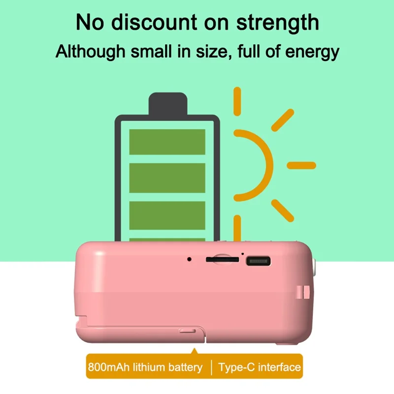 K12 Kids Digital Camera Thermal Printer Lightweight Portable Front / Rear HD Dual Lens Camera - Black