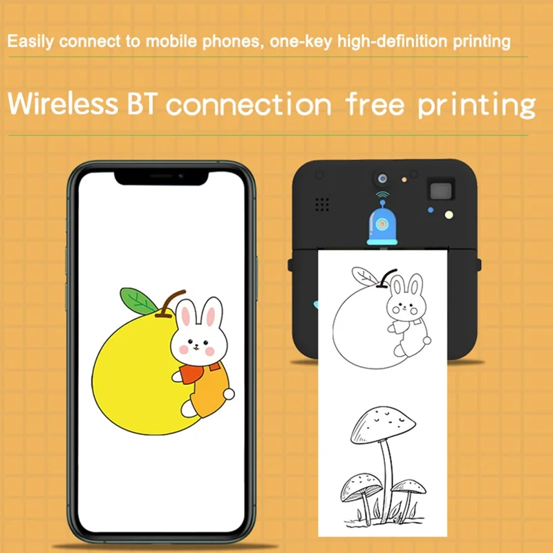 K12 Kids Digital Camera Thermal Printer Lightweight Portable Front / Rear HD Dual Lens Camera - Black