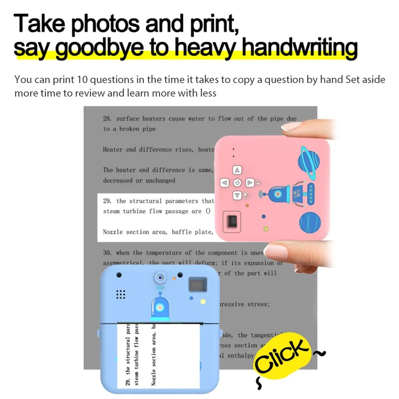 K12 Kids Digital Camera Thermal Printer Lightweight Portable Front / Rear HD Dual Lens Camera - Black