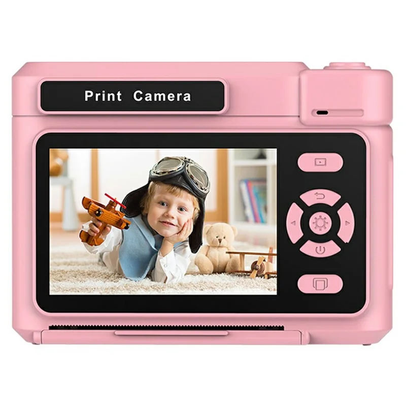 D15 For Kids Portable Video Recorder 2.4 Inch IPS Screen Instant Print Camera with 32GB Card + Card Reader (Support Monochrome Printing) - Pink