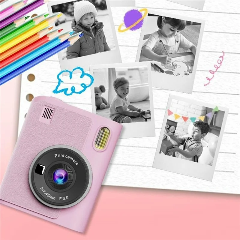 Cámara de impresión instantánea Z900 de 2,4 pulgadas Grabadora de vídeo HD para niños Admite impresión monocroma - Rosa